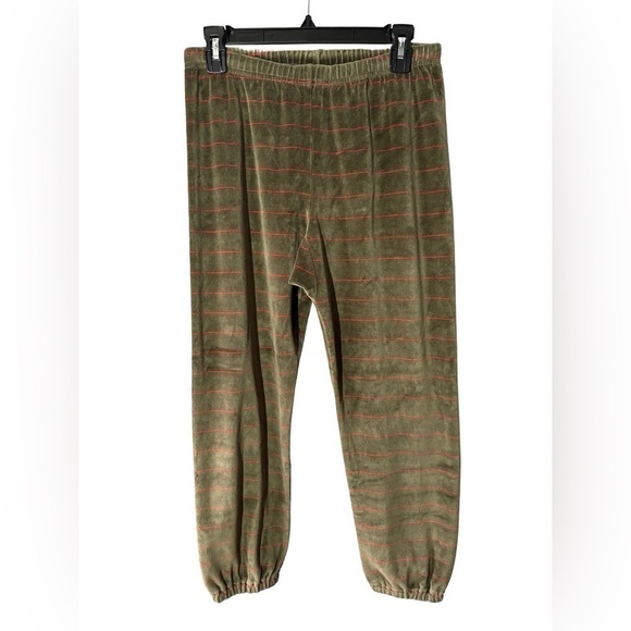 NWT The Great. Velour Army Pinstripe Stadium Green & Red Sweatpants Size 0 - Picture 1 of 5
